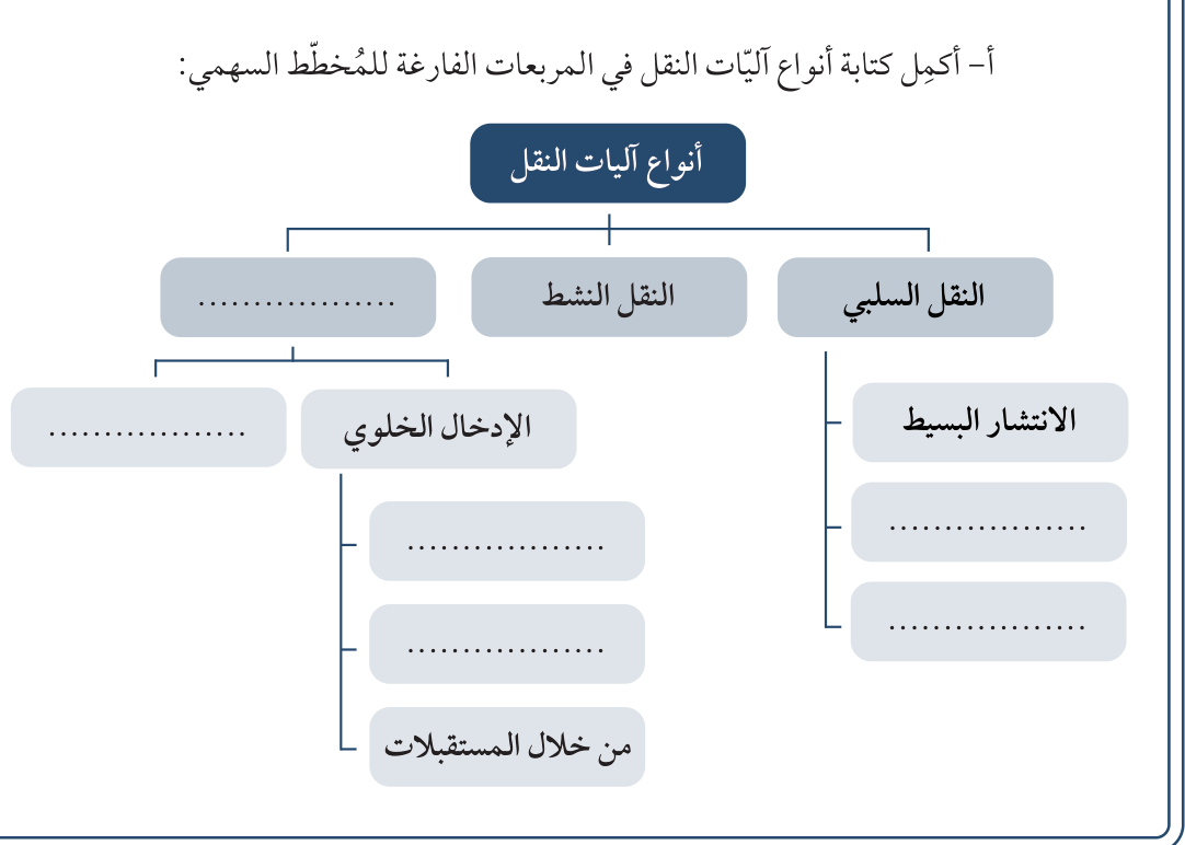 تحقّق ممّا تعلمت (صفحة 73): مخطط أنواع آليات النقل