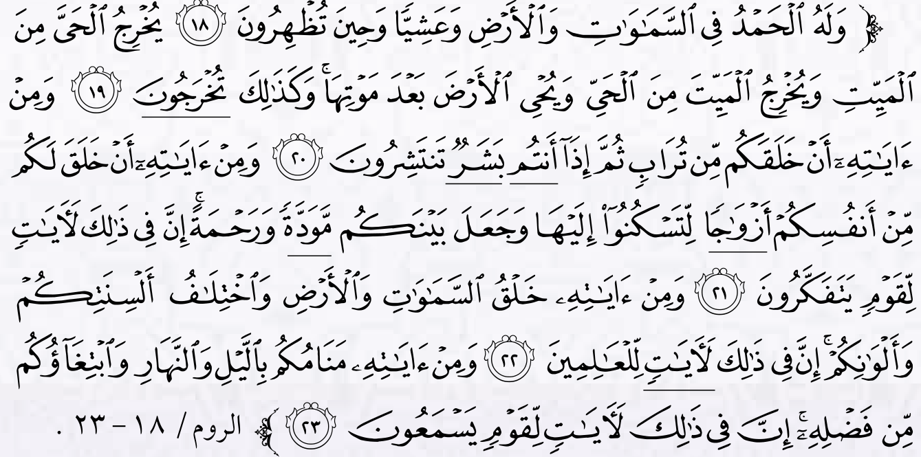 سورة الروم: الآيات ١٨–٢٣
